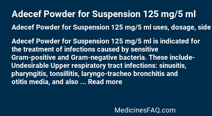 Adecef Powder for Suspension 125 mg/5 ml