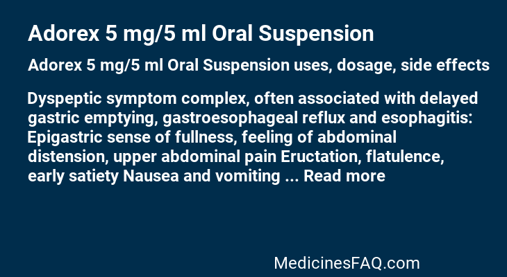 Adorex 5 mg/5 ml Oral Suspension