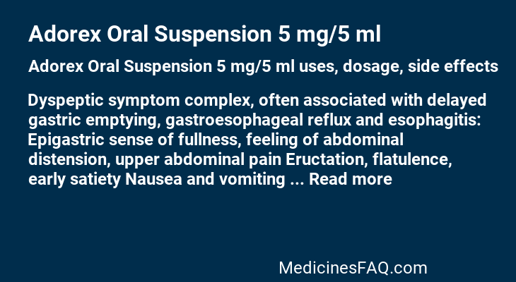 Adorex Oral Suspension 5 mg/5 ml