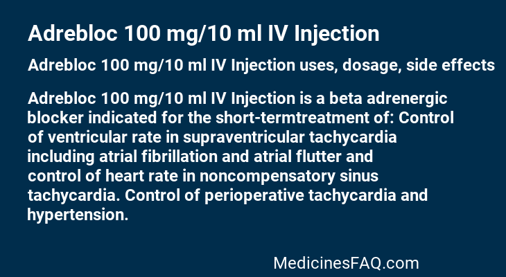 Adrebloc 100 mg/10 ml IV Injection