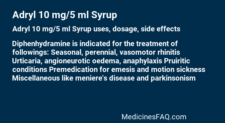 Adryl 10 mg/5 ml Syrup