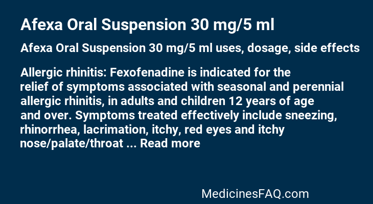 Afexa Oral Suspension 30 mg/5 ml