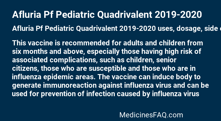 Afluria Pf Pediatric Quadrivalent 2019-2020