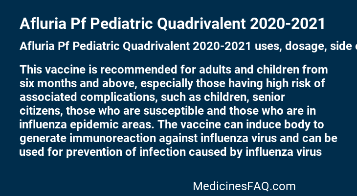 Afluria Pf Pediatric Quadrivalent 2020-2021