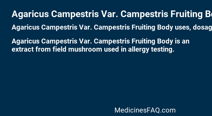 Agaricus Campestris Var. Campestris Fruiting Body