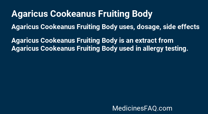 Agaricus Cookeanus Fruiting Body