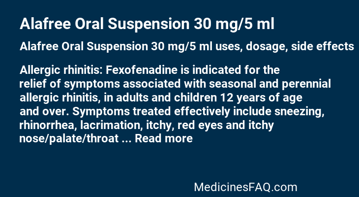 Alafree Oral Suspension 30 mg/5 ml