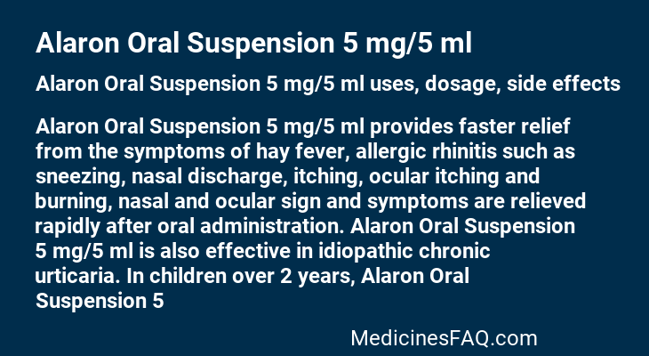 Alaron Oral Suspension 5 mg/5 ml