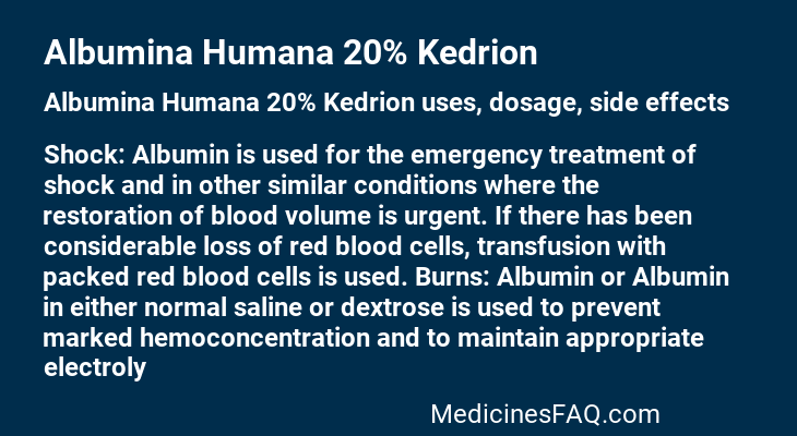 Albumina Humana 20% Kedrion