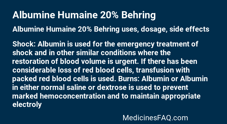 Albumine Humaine 20% Behring