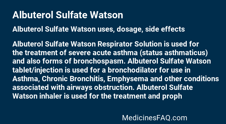 Albuterol Sulfate Watson