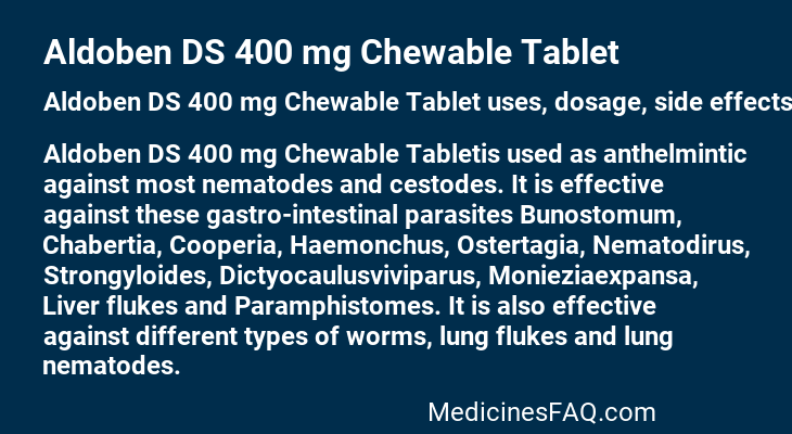 Aldoben DS 400 mg Chewable Tablet