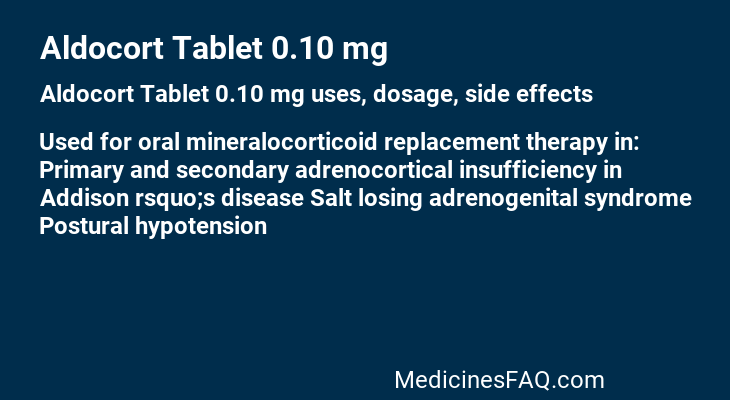 Aldocort Tablet 0.10 mg