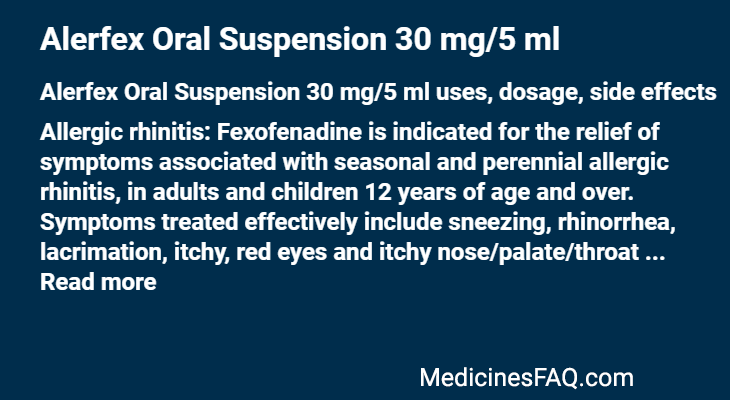Alerfex Oral Suspension 30 mg/5 ml