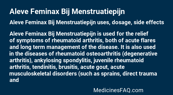 Aleve Feminax Bij Menstruatiepijn