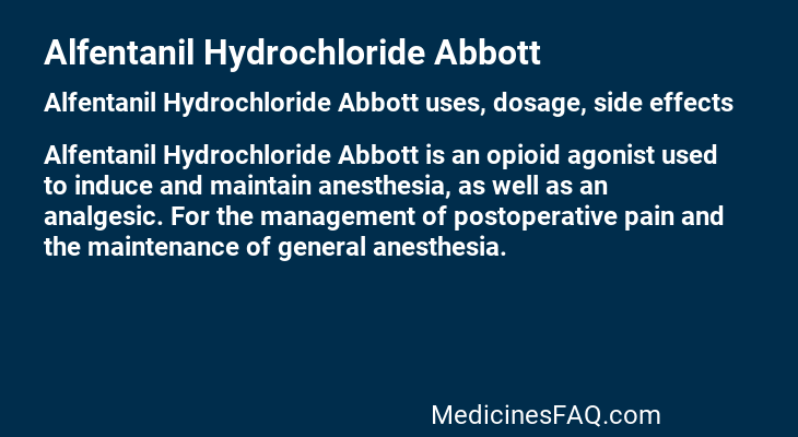 Alfentanil Hydrochloride Abbott