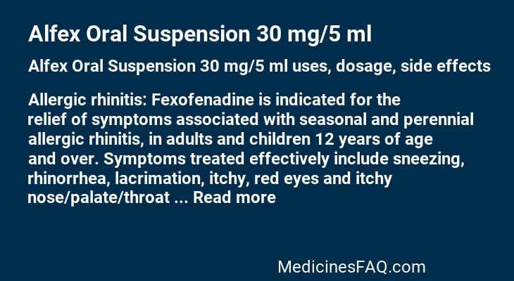 Alfex Oral Suspension 30 mg/5 ml