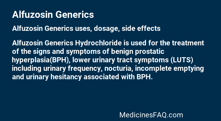 Alfuzosin Generics