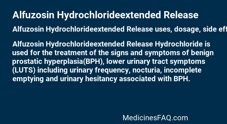 Alfuzosin Hydrochlorideextended Release