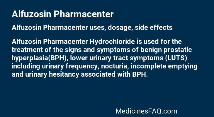 Alfuzosin Pharmacenter