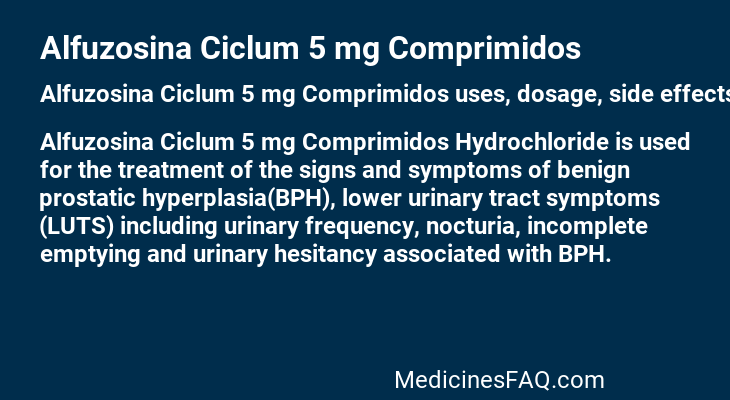 Alfuzosina Ciclum 5 mg Comprimidos