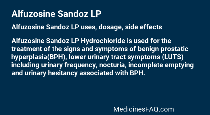 Alfuzosine Sandoz LP