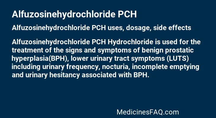 Alfuzosinehydrochloride PCH