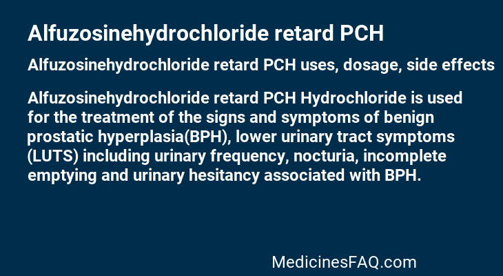 Alfuzosinehydrochloride retard PCH