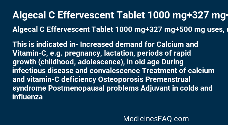 Algecal C Effervescent Tablet 1000 mg+327 mg+500 mg