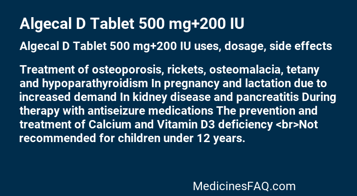 Algecal D Tablet 500 mg+200 IU