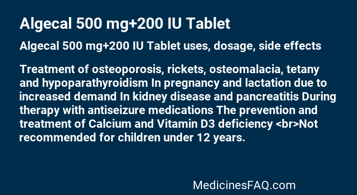 Algecal 500 mg+200 IU Tablet