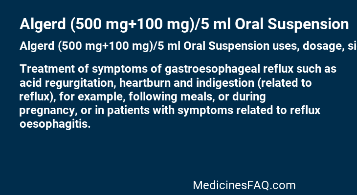 Algerd (500 mg+100 mg)/5 ml Oral Suspension