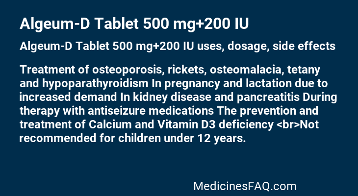 Algeum-D Tablet 500 mg+200 IU