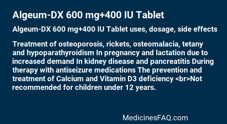 Algeum-DX 600 mg+400 IU Tablet