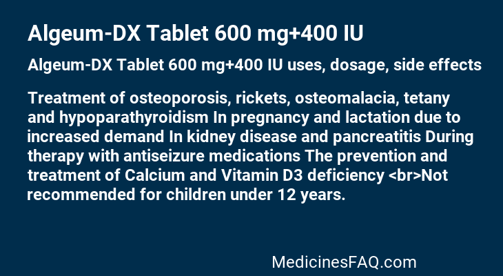 Algeum-DX Tablet 600 mg+400 IU