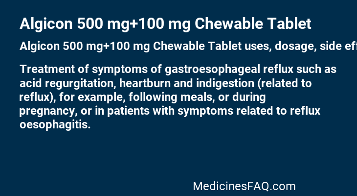 Algicon 500 mg+100 mg Chewable Tablet