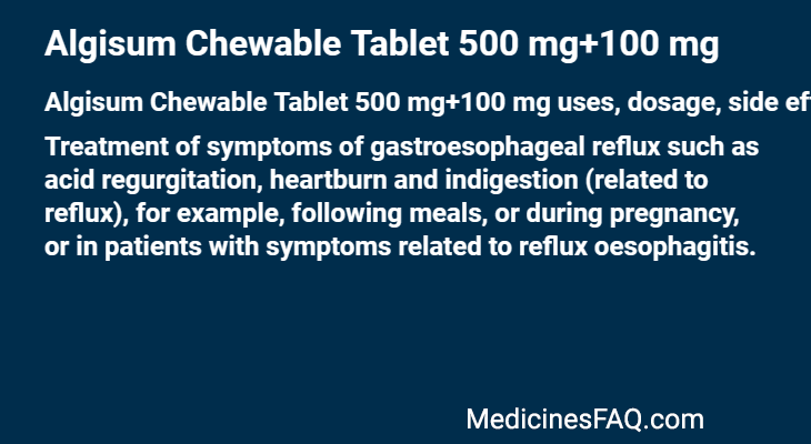 Algisum Chewable Tablet 500 mg+100 mg