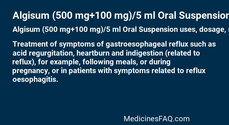 Algisum (500 mg+100 mg)/5 ml Oral Suspension