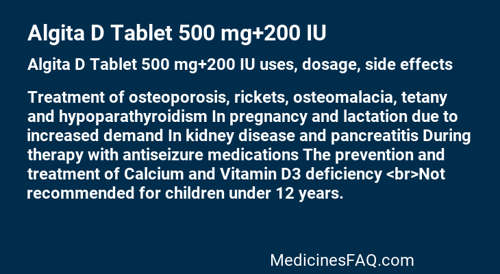 Algita D Tablet 500 mg+200 IU