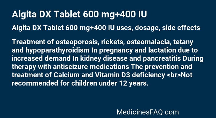 Algita DX Tablet 600 mg+400 IU