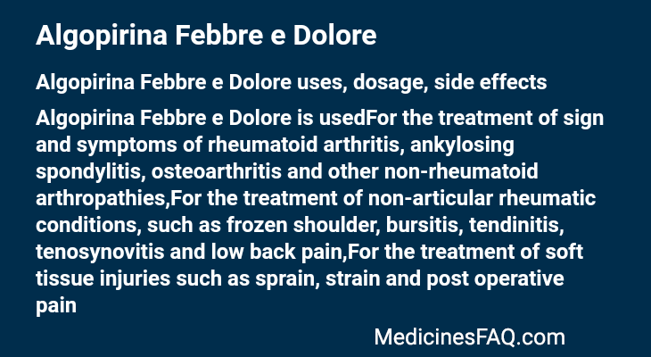 Algopirina Febbre e Dolore