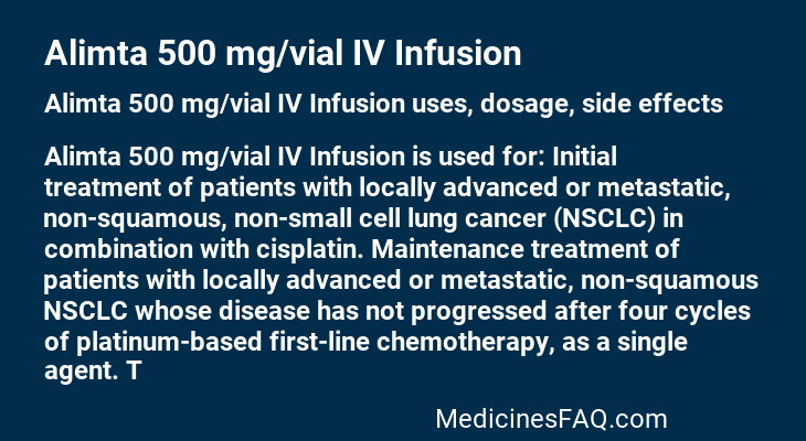 Alimta 500 mg/vial IV Infusion