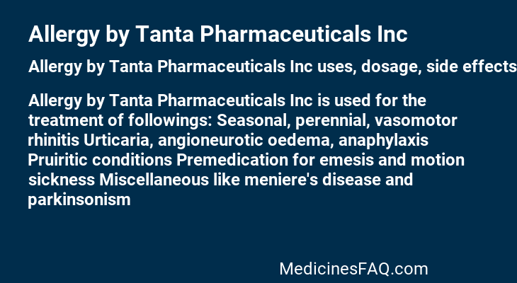 Allergy by Tanta Pharmaceuticals Inc