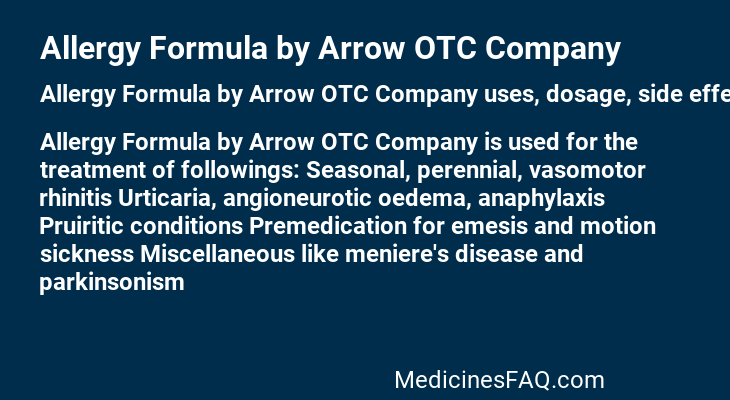 Allergy Formula by Arrow OTC Company