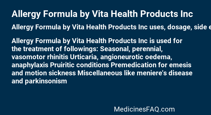 Allergy Formula by Vita Health Products Inc