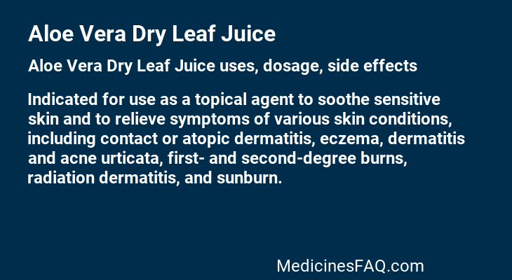 Aloe Vera Dry Leaf Juice