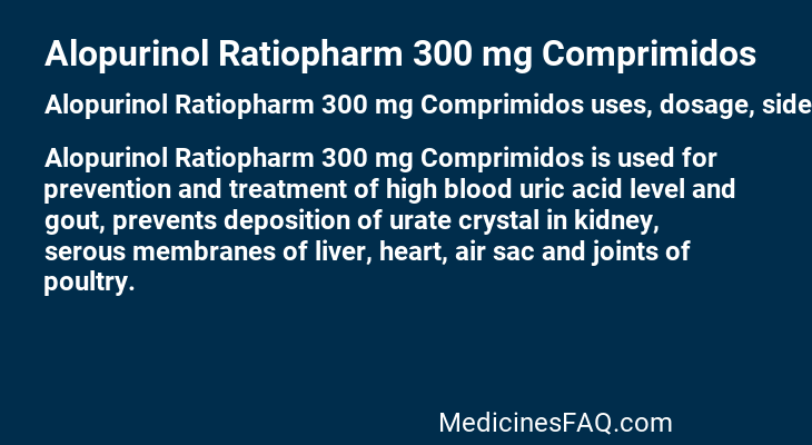 Alopurinol Ratiopharm 300 mg Comprimidos