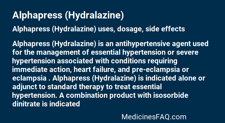 Alphapress (Hydralazine)