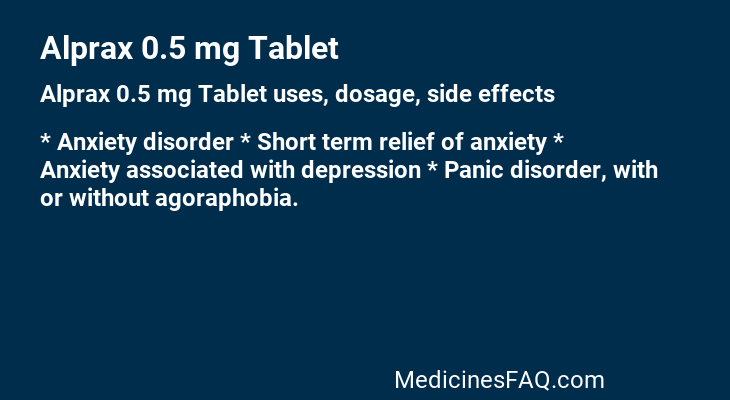 Alprax 0.5 mg Tablet