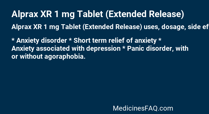 Alprax XR 1 mg Tablet (Extended Release)